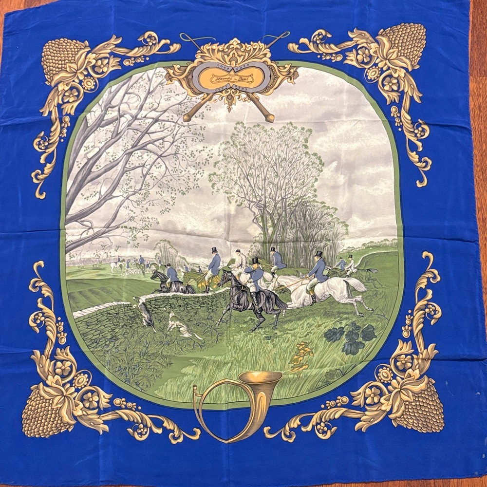 Helmes Blue Equestrian Print Scarf